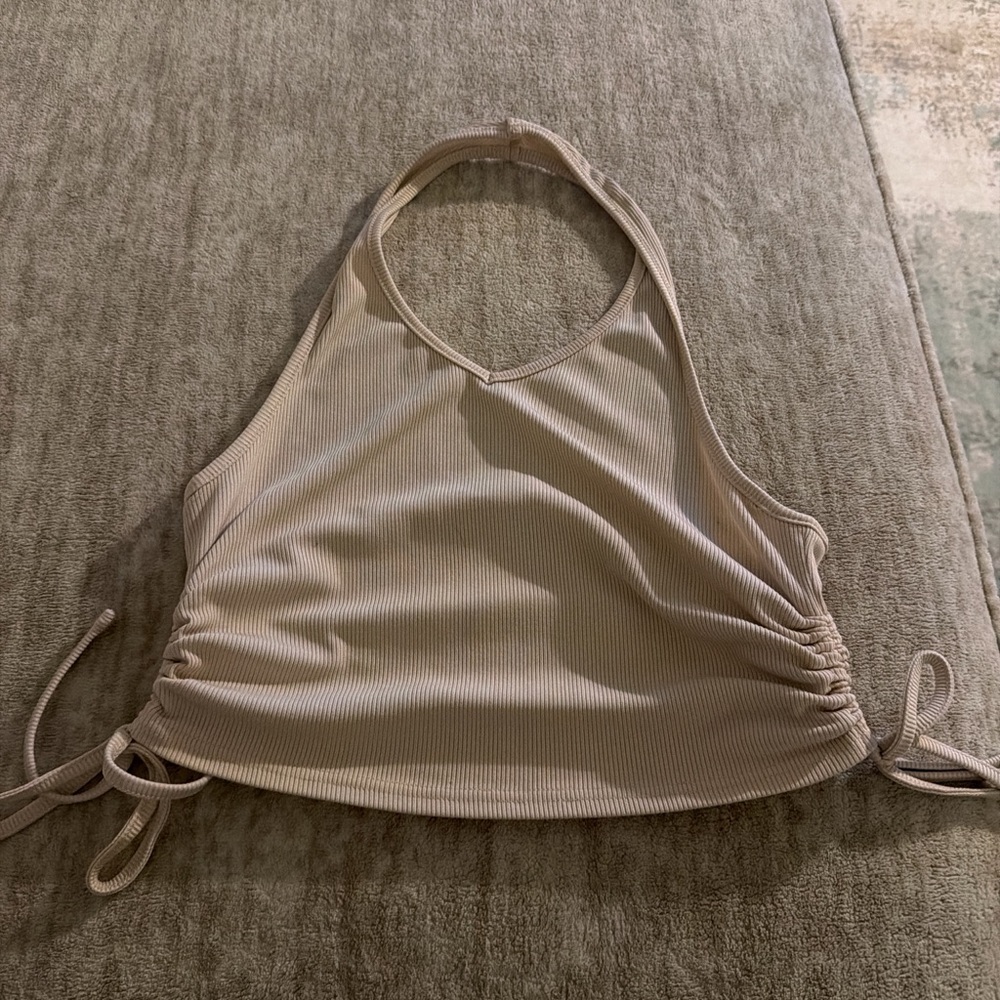 ROMWE Beige Halter Crop Top